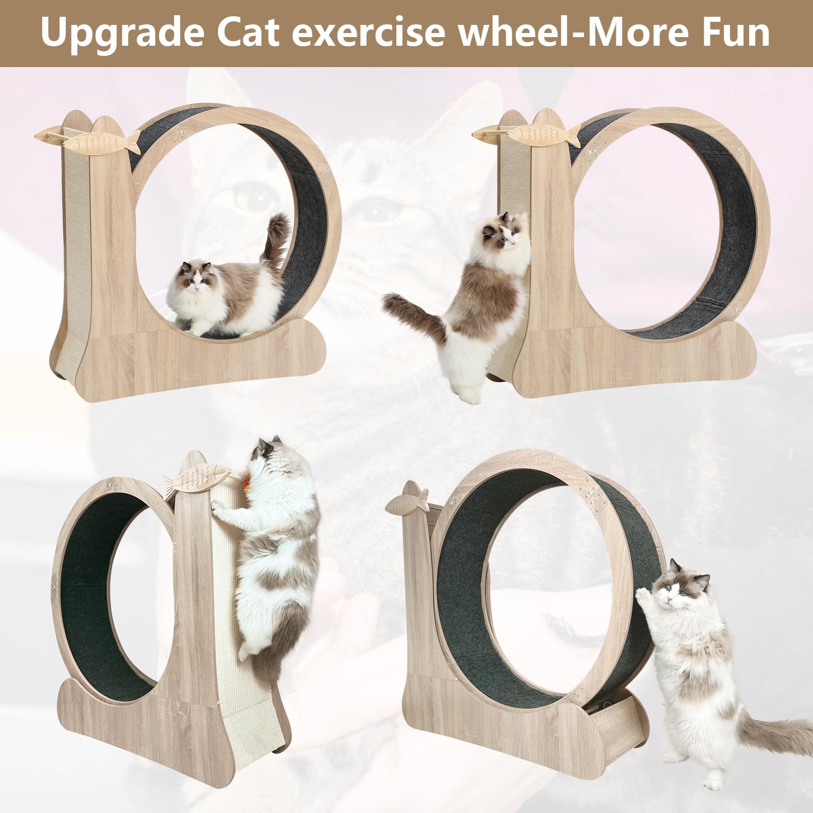 CYlively cat wheel wood material emphasizes durable, pet-friendly surface.