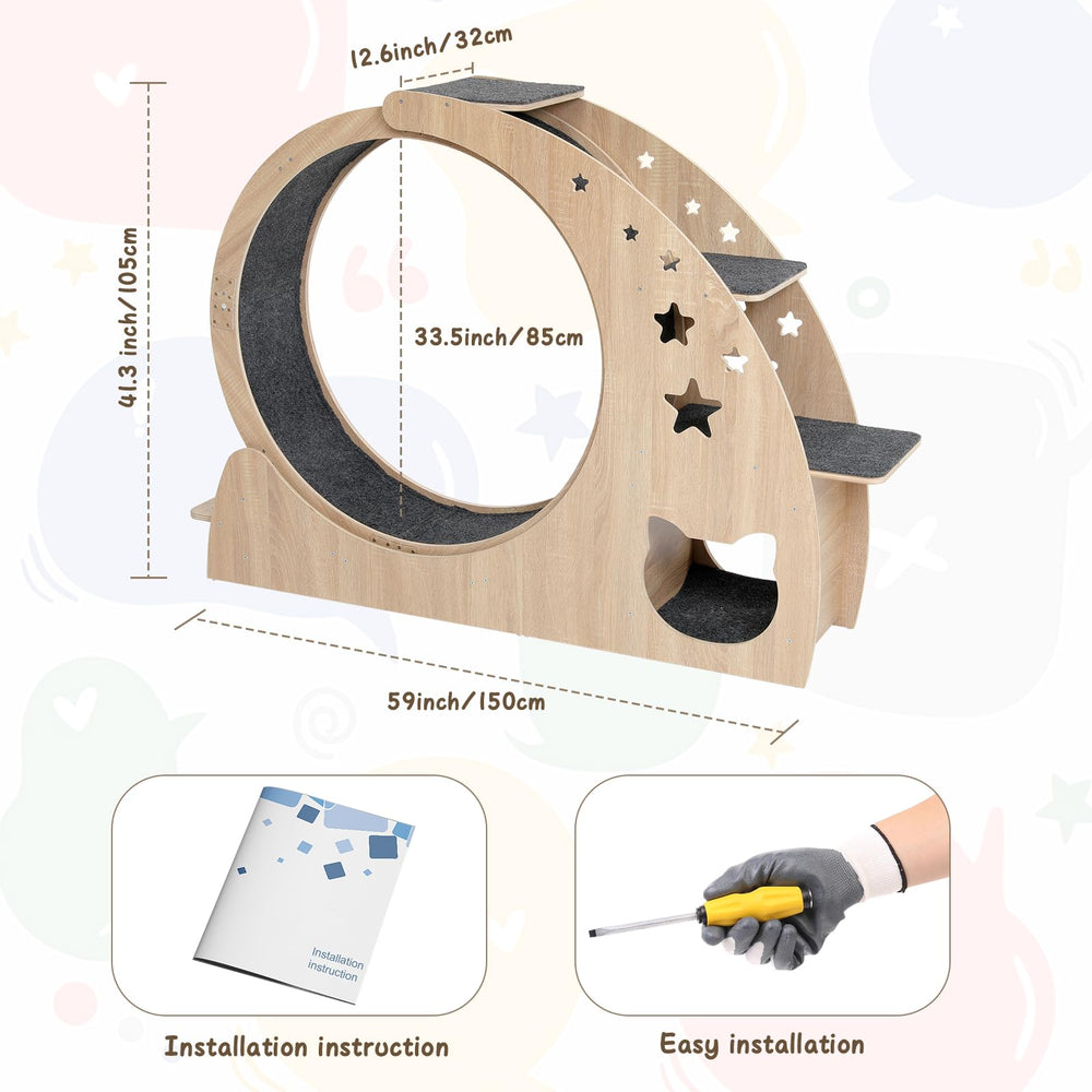 CYlively wooden cat wheel frame with smooth edges