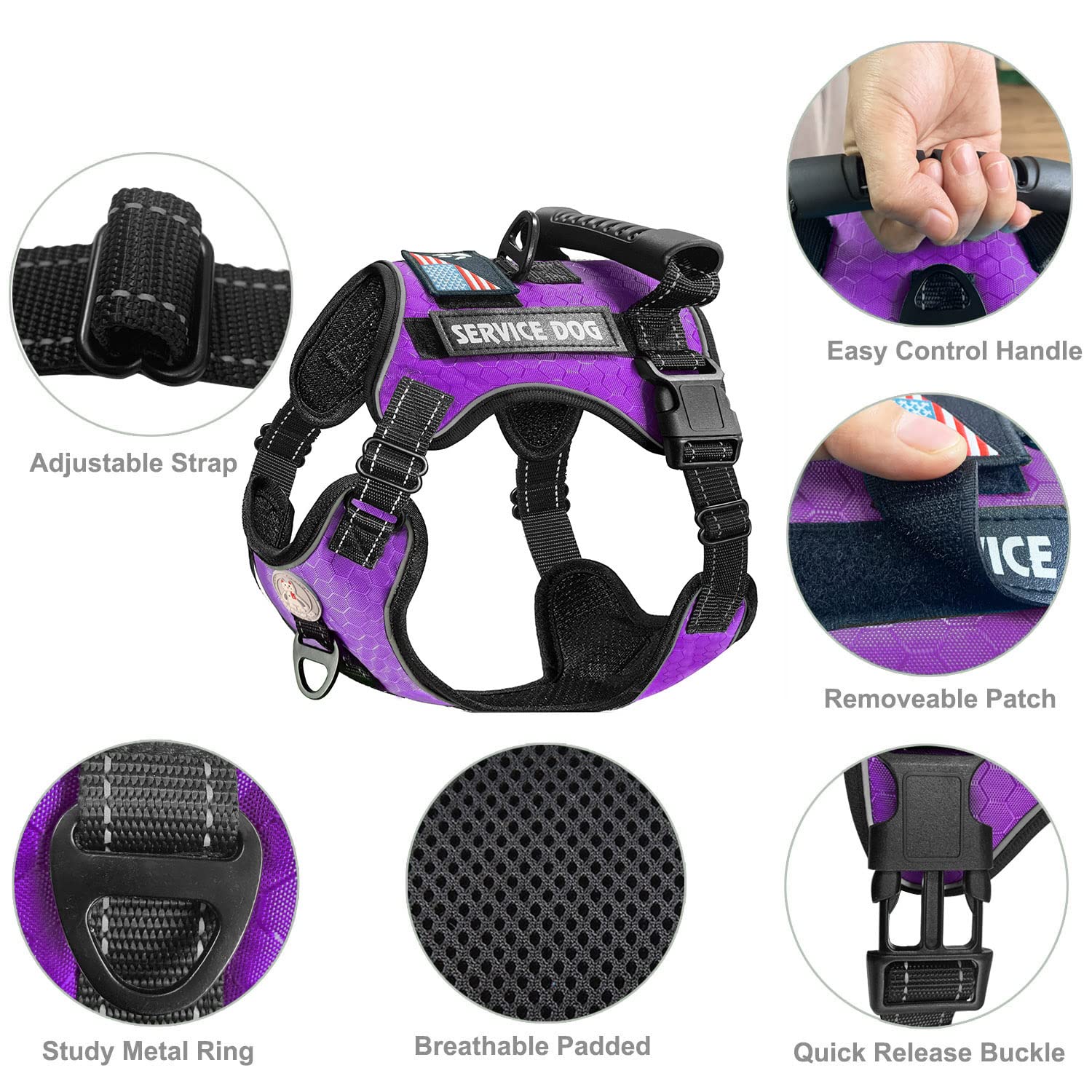Cymiler vest features reflective straps and back handle for visibility and control.