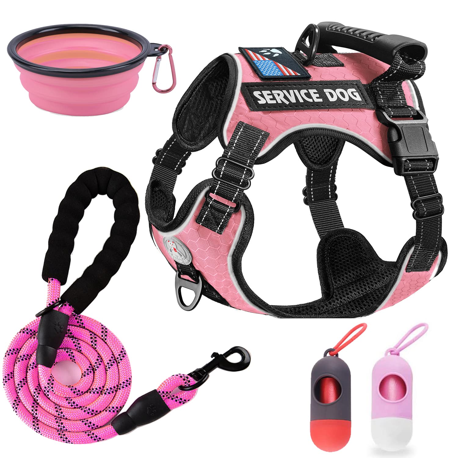 Cymiler service dog vest set shown for secure outdoor walks and everyday training