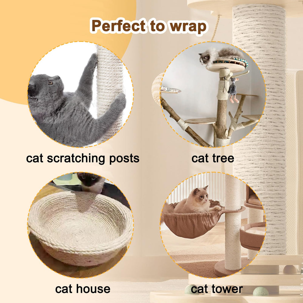 Cymuber sisal rope applied to a cat tower for renewed scratching surface