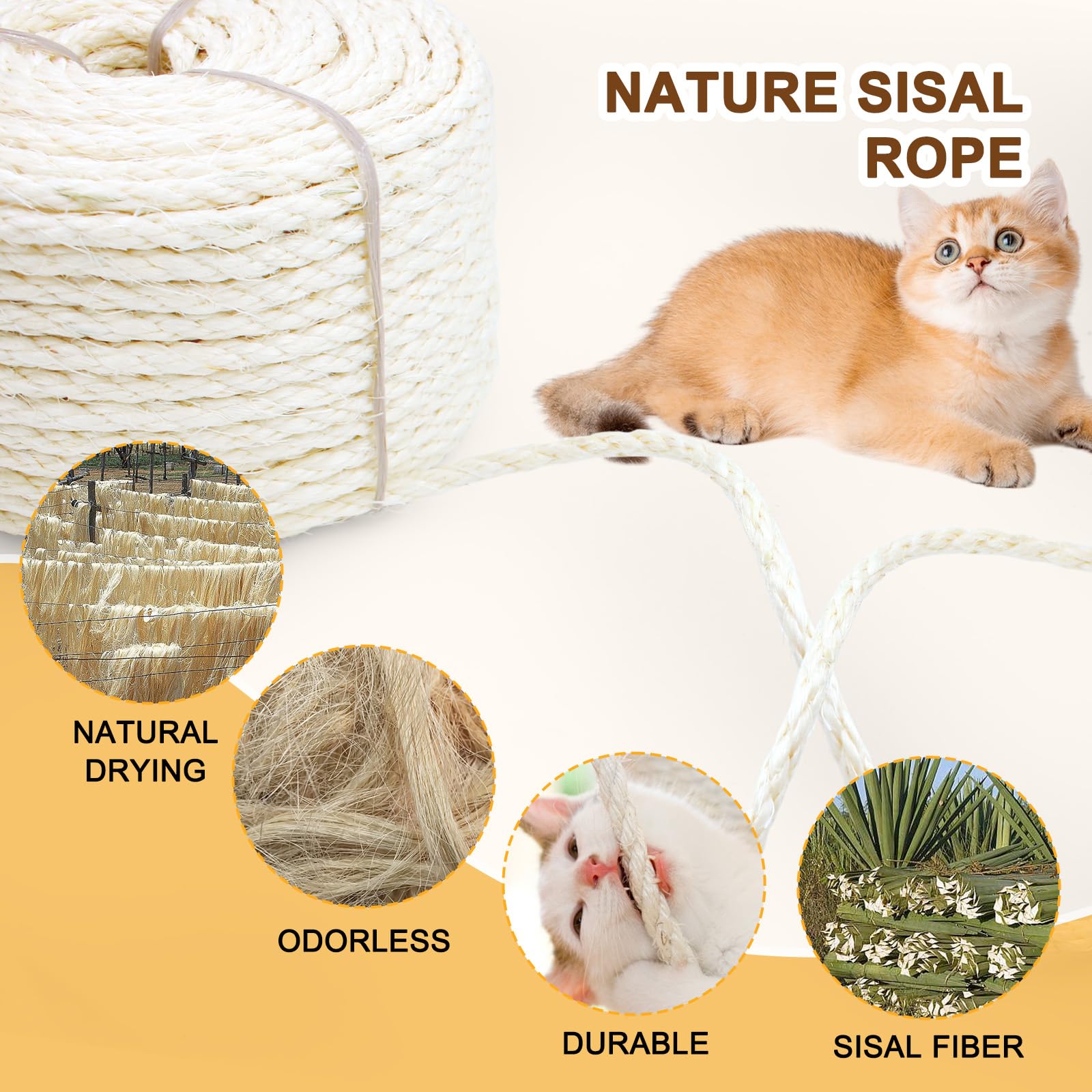 Cymuber natural sisal fiber close-up showing textured surface for scratching