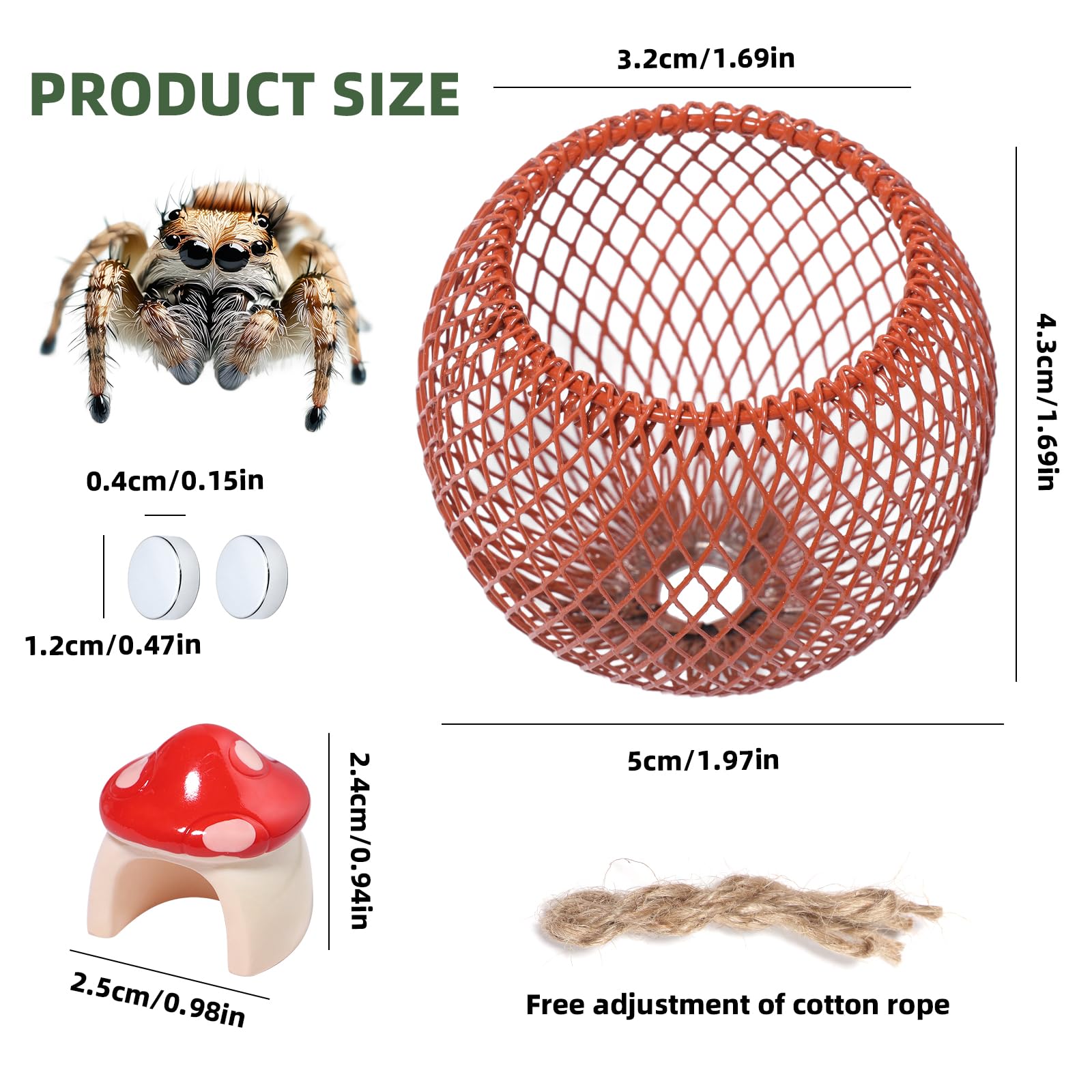 Cynailli jumping spider mushroom hide provides a cozy retreat and hiding space.