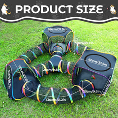 CypherX Outdoor Rainbow Cat Enclosure square tent inviting cats to explore and nap in comfort.