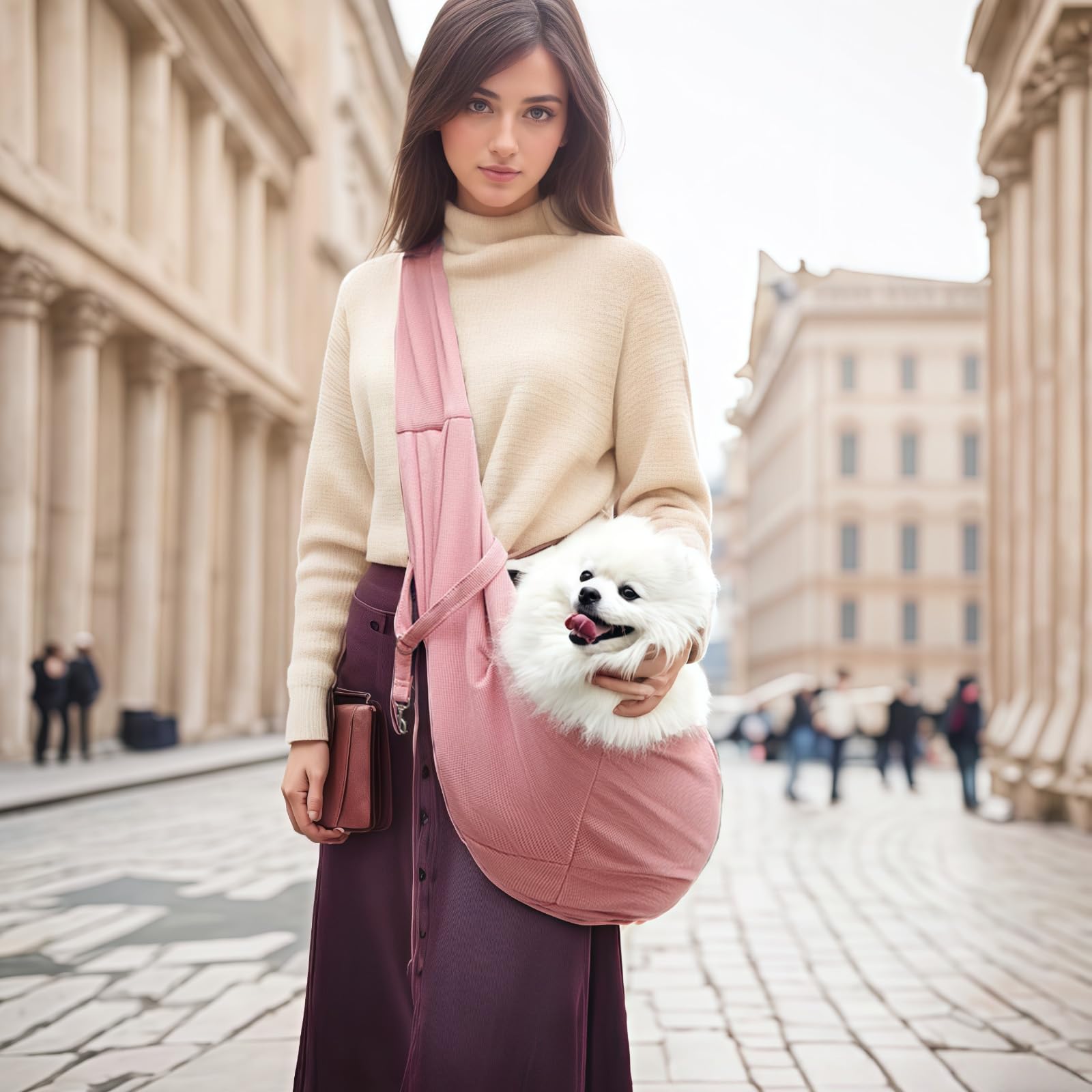 CYUmail dog sling pink supports pets weighing 3–12 lbs outdoors