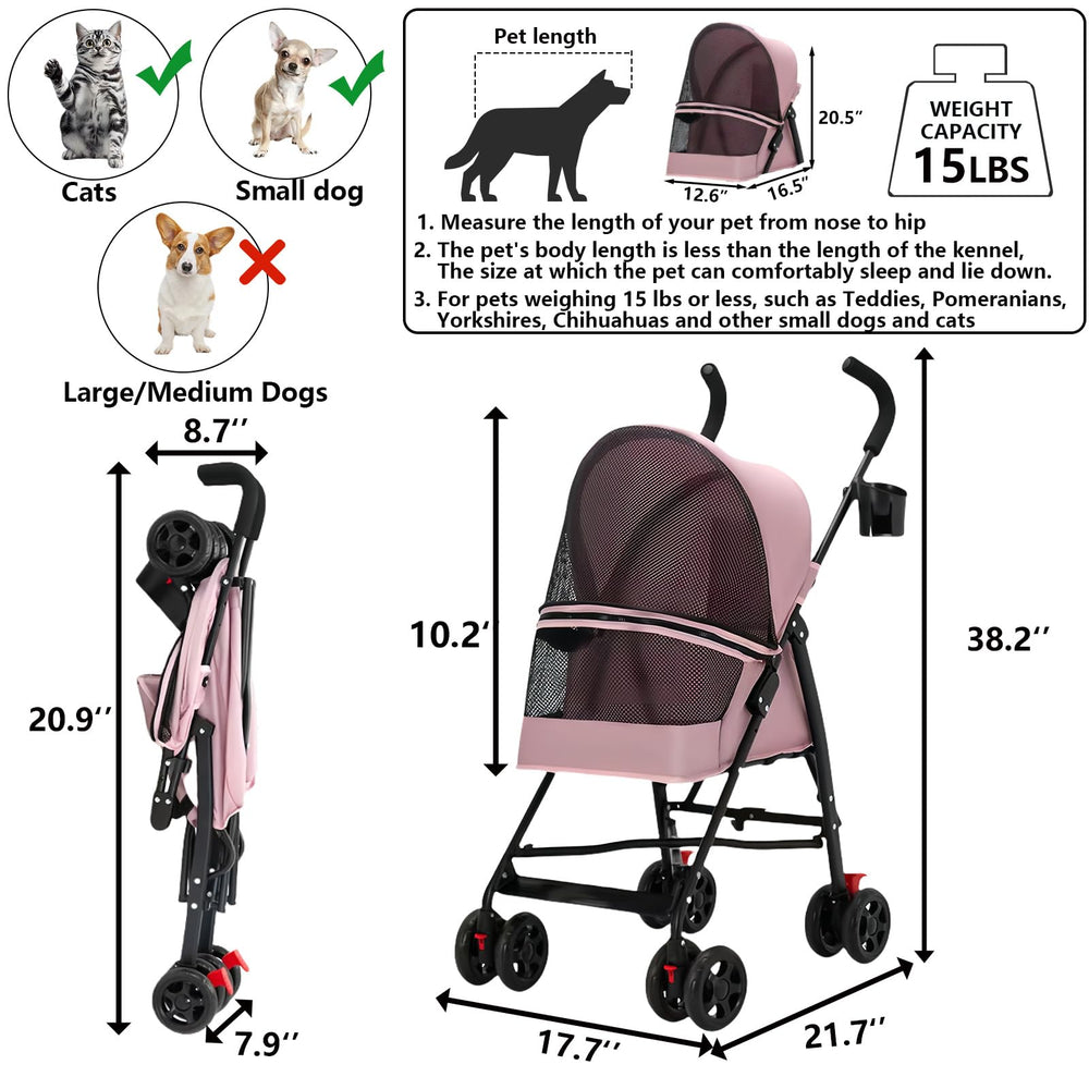 CYUmail durable steel frame supports pets up to 15 pounds during outings.