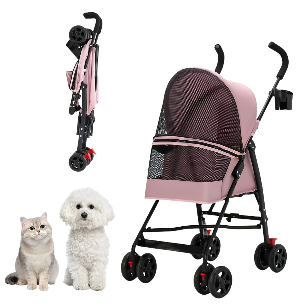 CYUmail pet stroller four-wheel foldable design for easy daily transport.