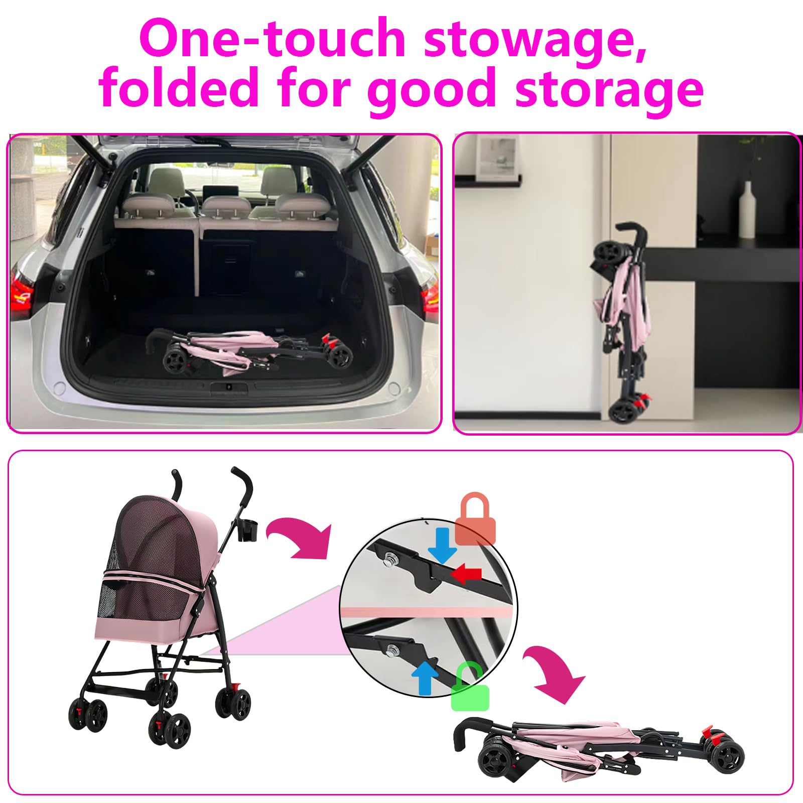 CYUmail pink pet stroller adds cheerful style to daily walks.