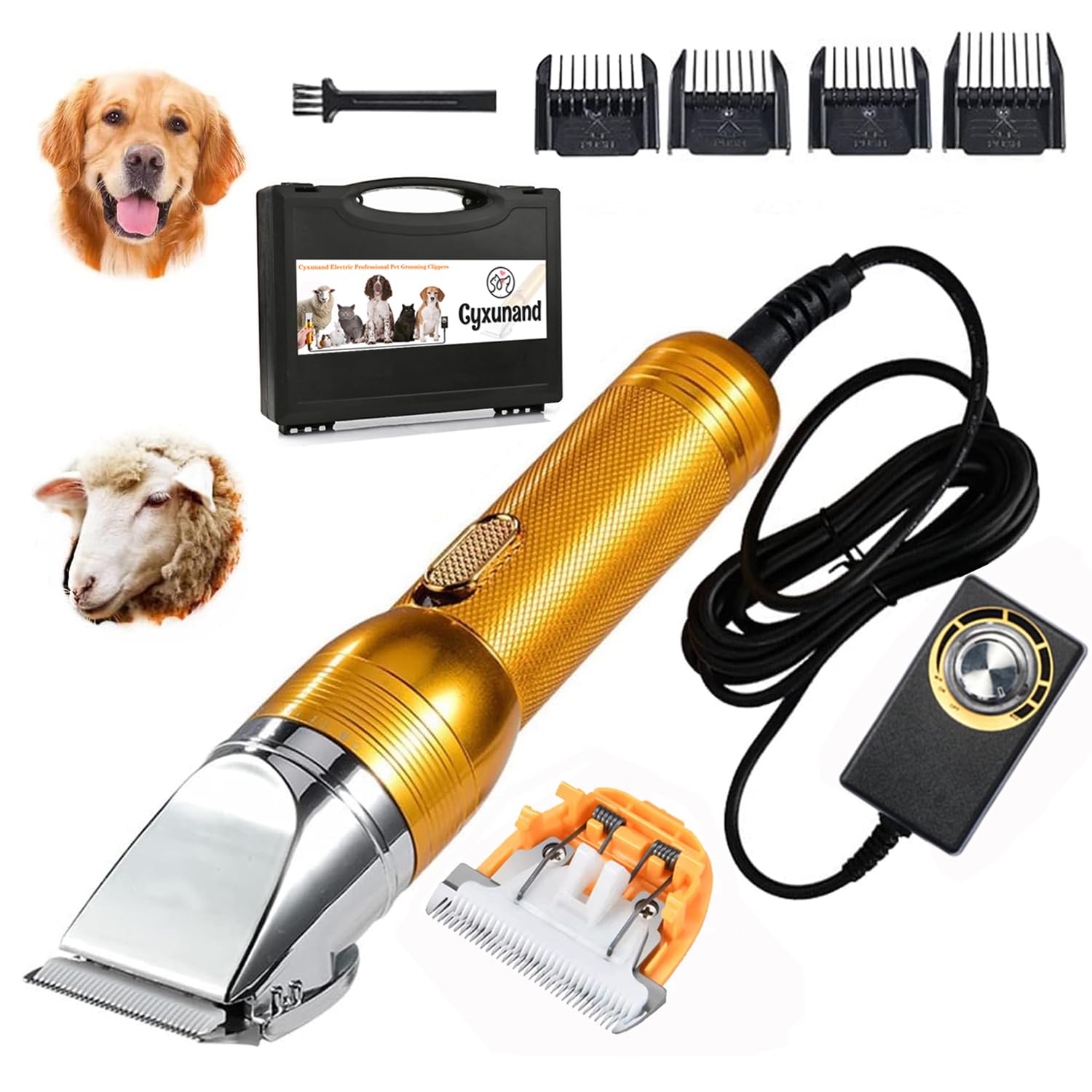 Cyxunand electric professional dog clippers front view for thick coats.