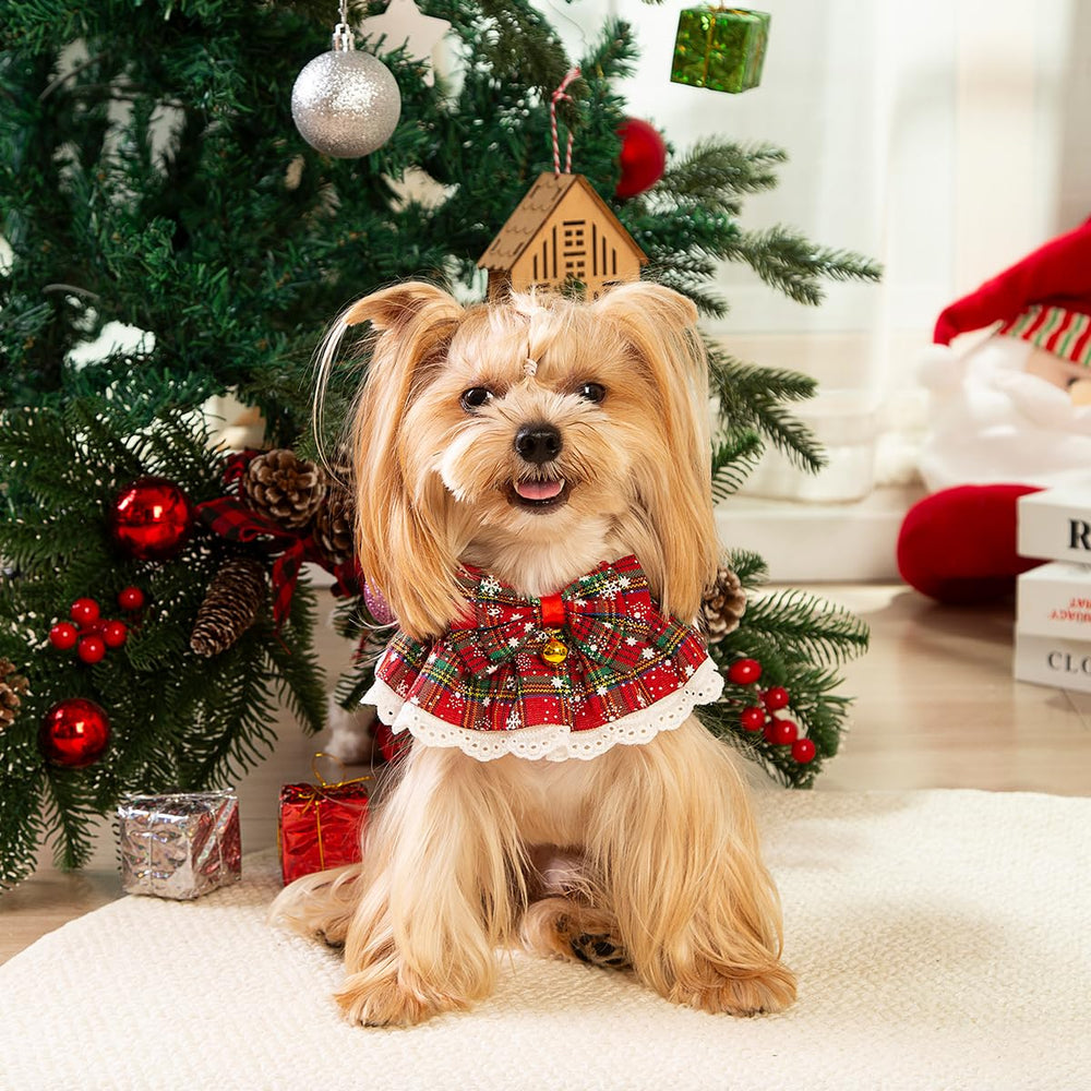 Cyzucle Christmas bandana plaid bells offers stylish photo-ready look.