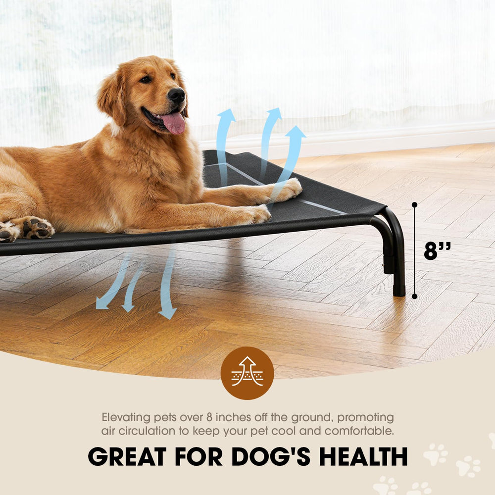 Czpalo elevated dog bed Teslin mesh closeup highlights breathable cooling surface