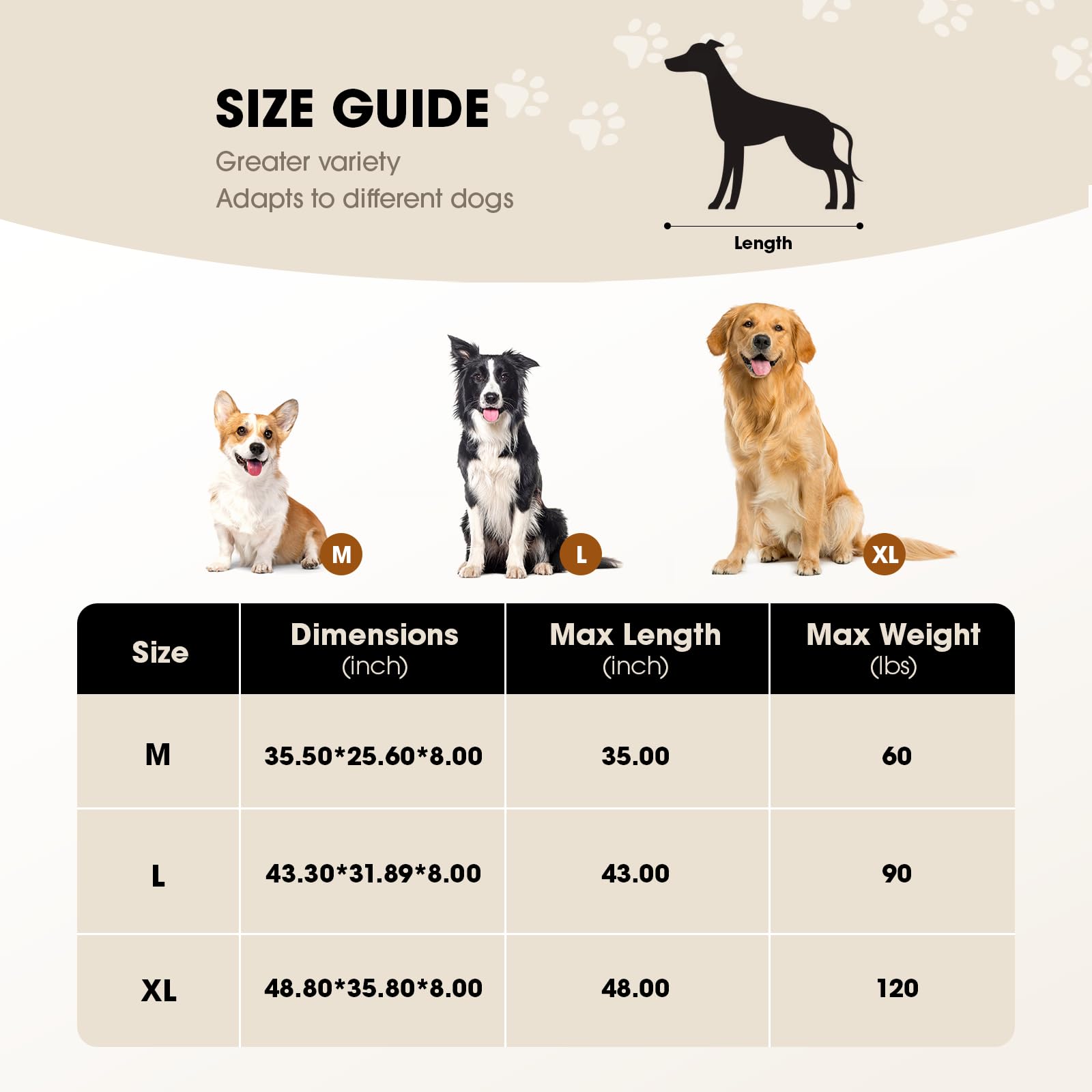 Czpalo large dog bed dimensions 43.3 by 31.9 inches for roomy lounging