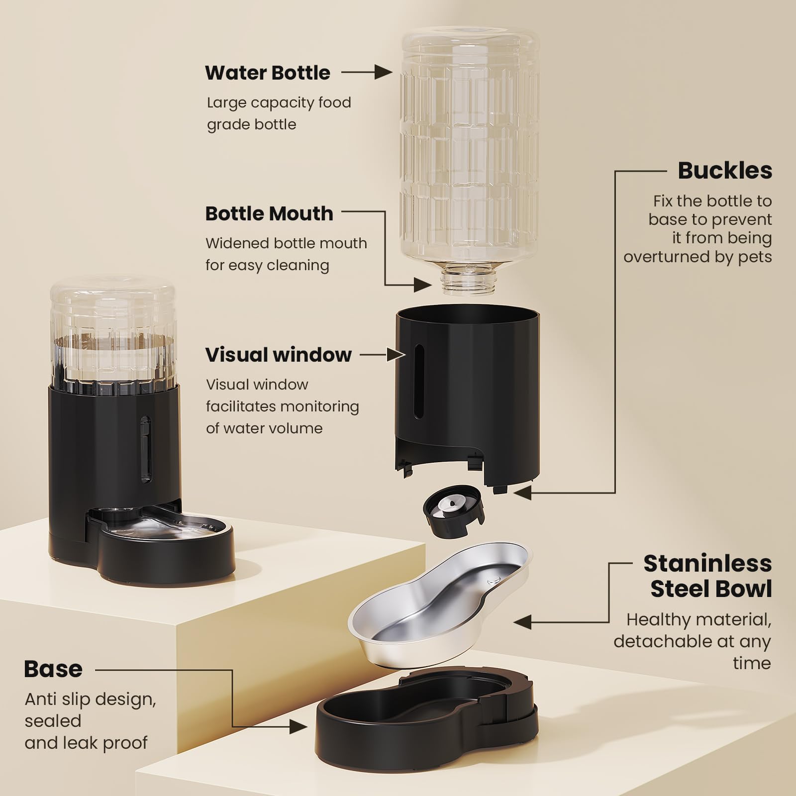 CZPET quiet water output minimizes noise for a calm hydration experience.