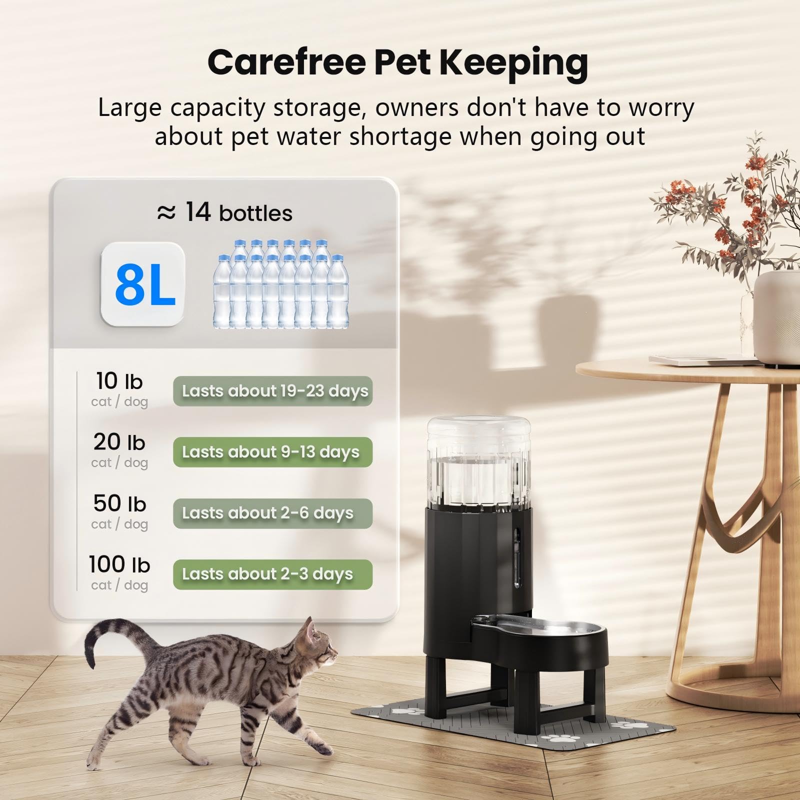 CZPET see-through reservoir lets you monitor water levels at a glance.