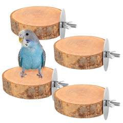 CZWESTC 4PCS natural wood round bird perch setup for small parrots, easy to install and rearrange.
