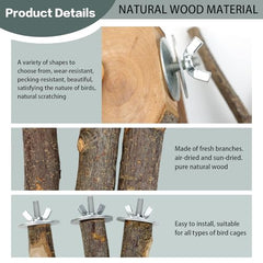 CZWESTC fork natural wood perch adds enrichment and climbing variety.