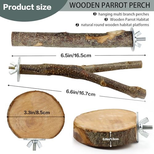 CZWESTC natural wood branch perch close-up showing texture for perching.