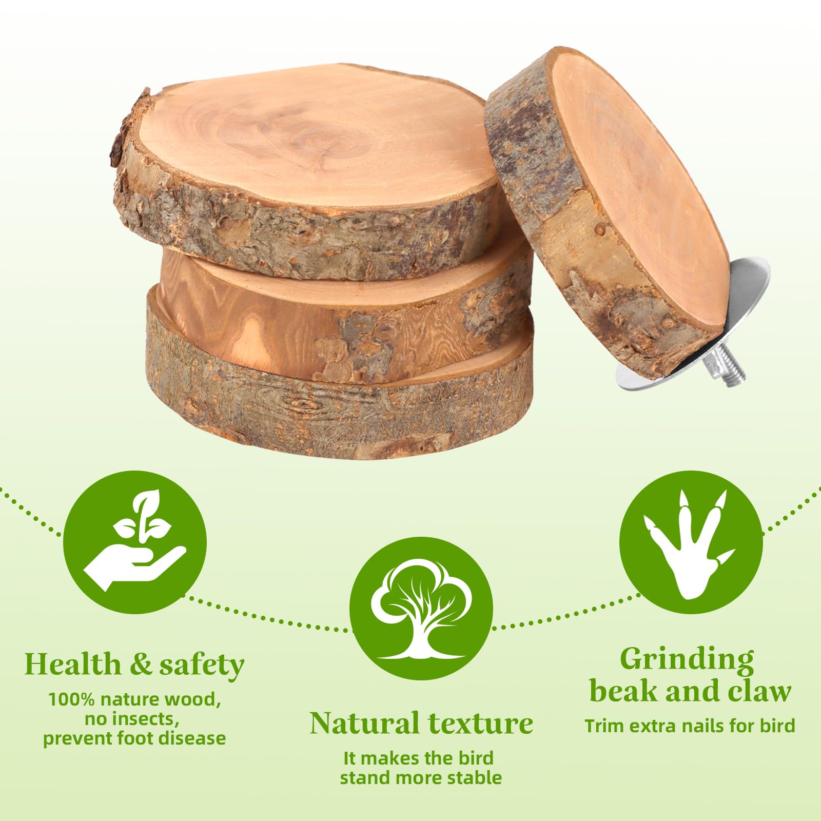 CZWESTC flat-surface perch detail highlights reduced foot fatigue and enhanced grip for small birds.