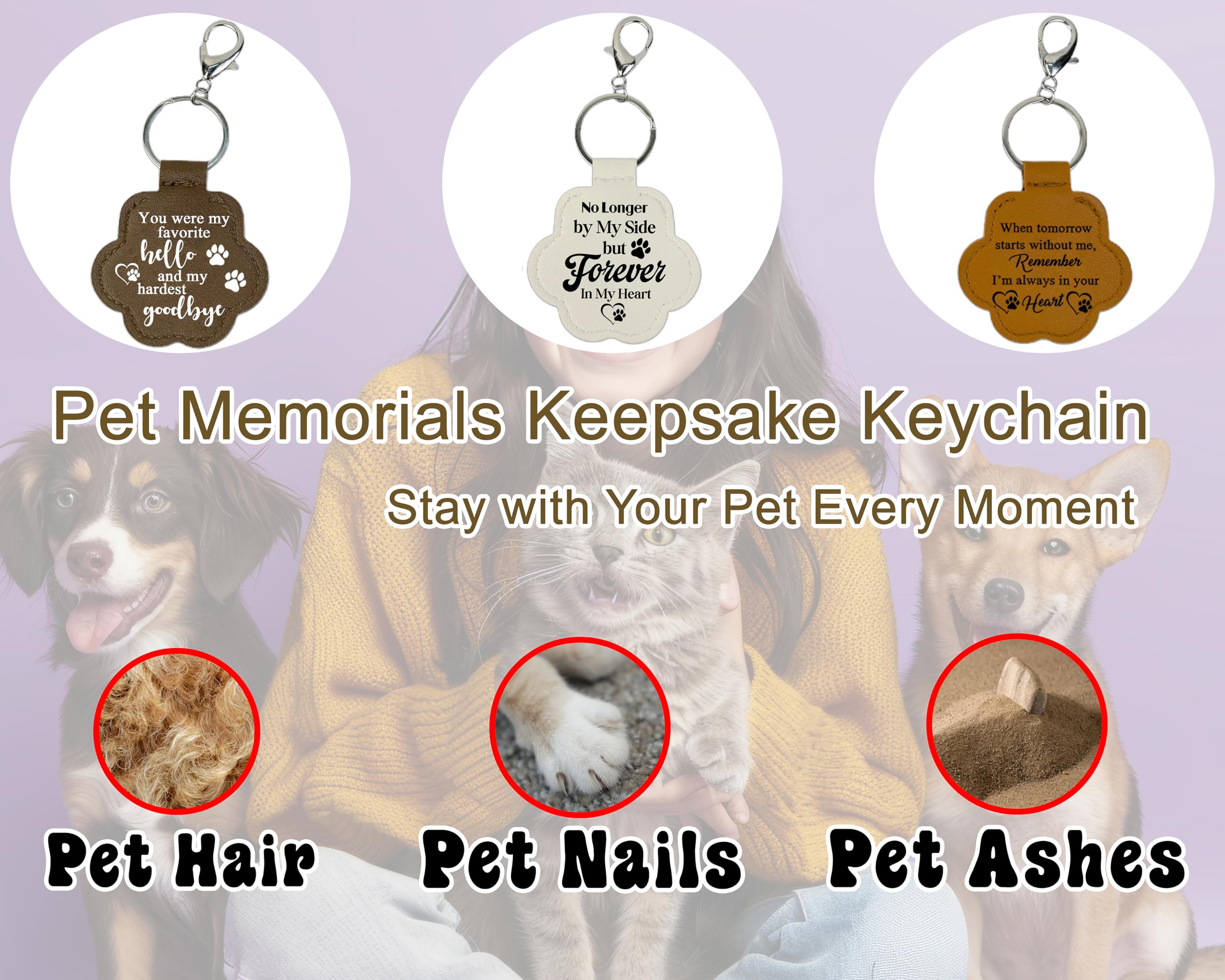 D95COCC paw keychain fill-compartment shows transparent storage for fur keepsakes