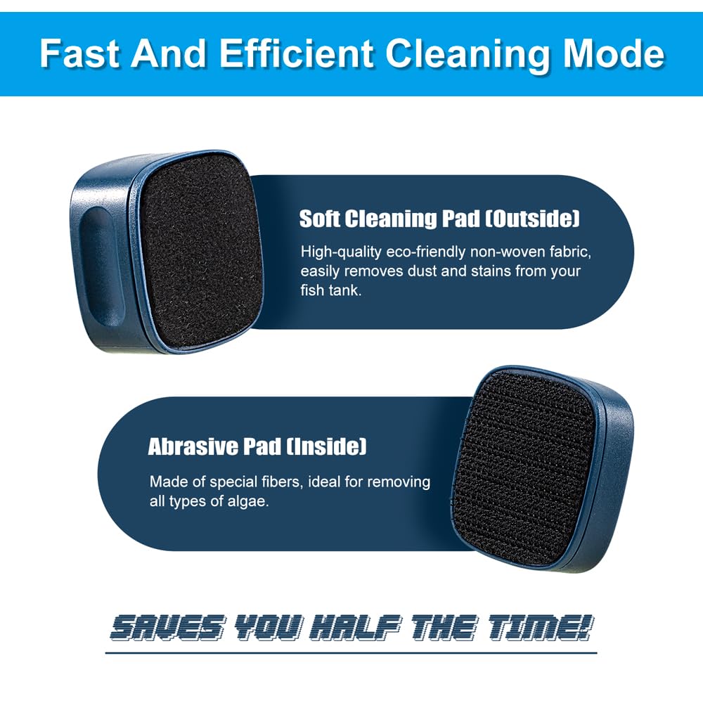 DaToo mini scrubber inside-glass action highlighting quick cleaning from outside the tank