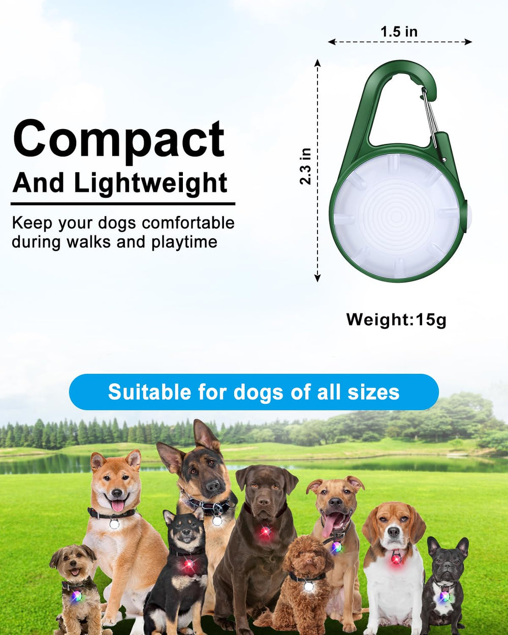 DAAMENT dog collar light IP67 waterproof for rain and mud.