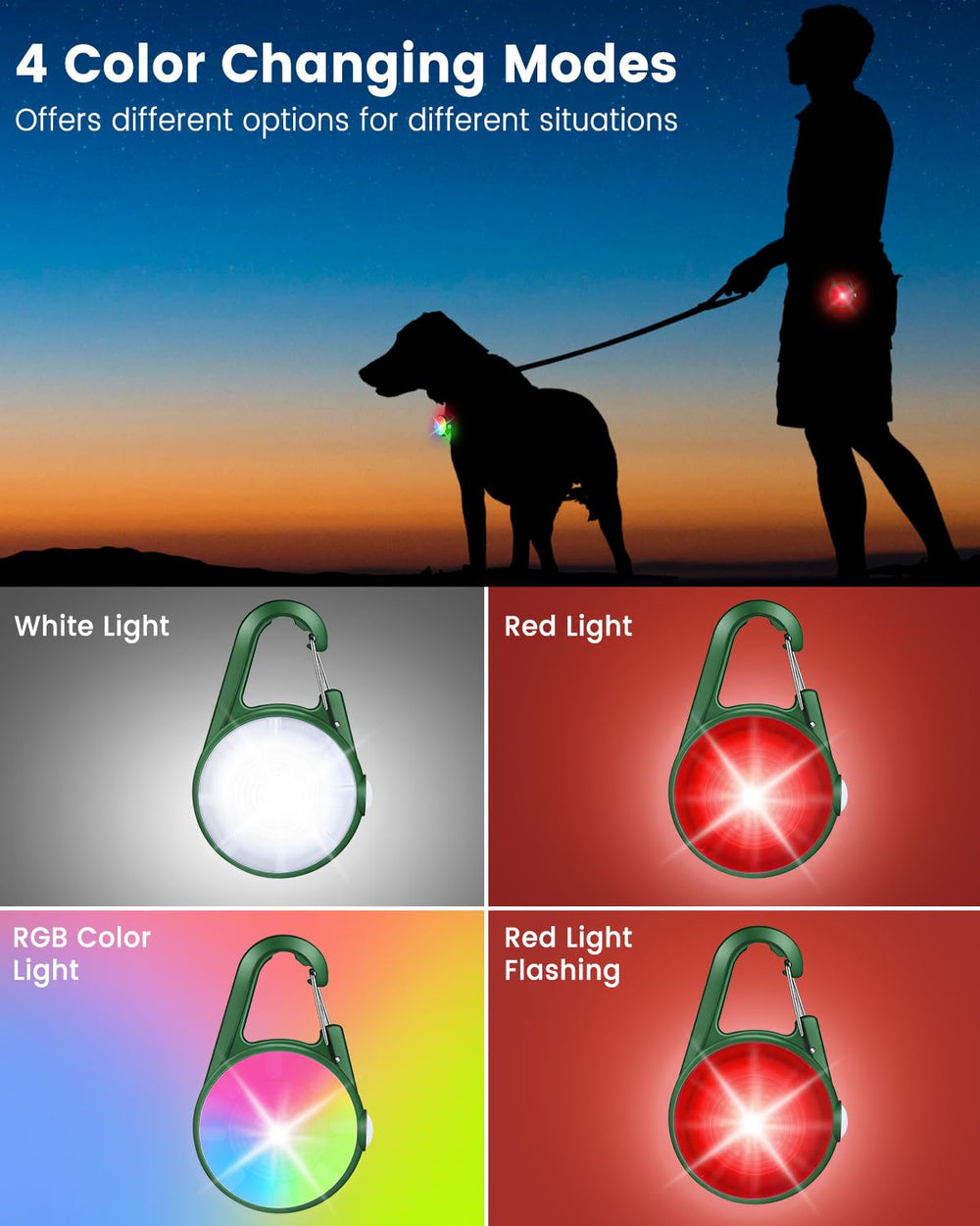DAAMENT dog collar light worn on dog shows lightweight comfort.