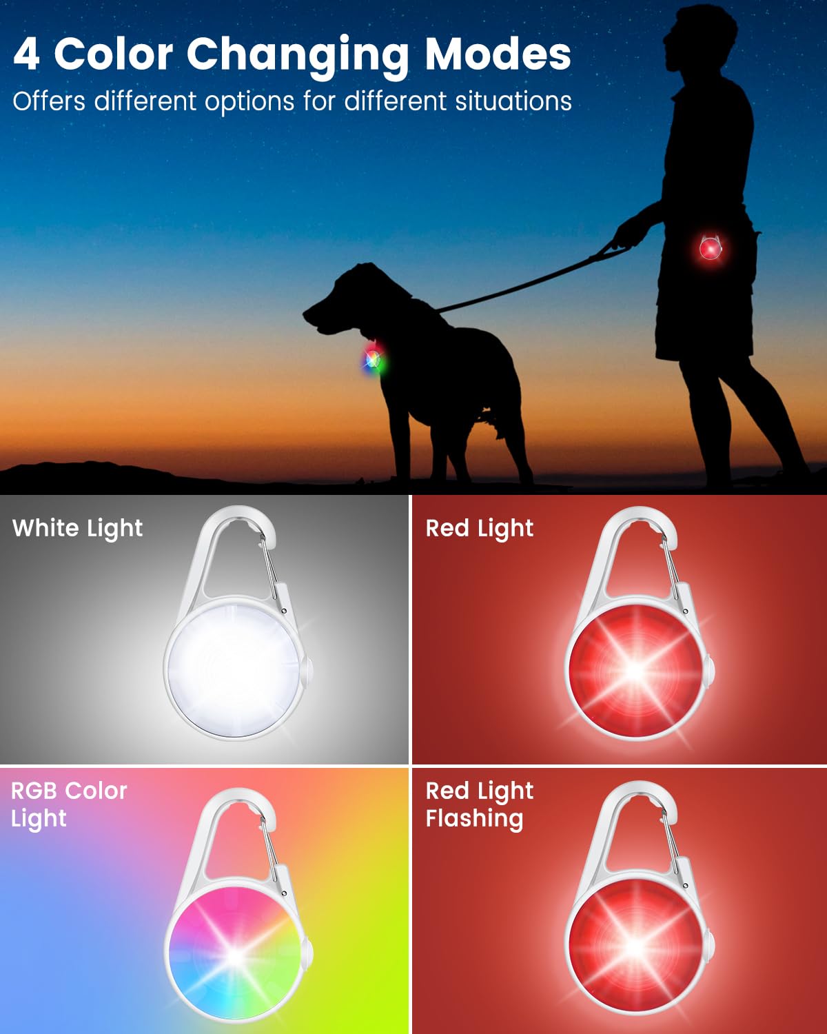 DAAMENT rechargeable dog light with USB charge for quick on-the-go recharging.
