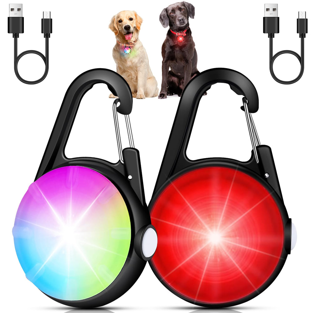 DAAMENT two-pack dog collar lights clipped on for night safety and visibility