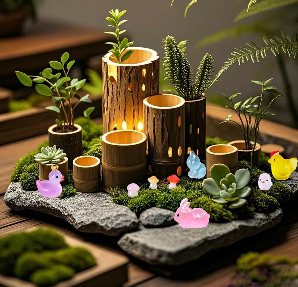 Dabshuyikk glow mini resin animals cake decor DIY crafts with luminous accents.