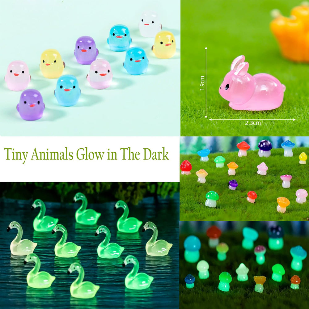 Dabshuyikk glow mini resin animals fairy garden terrarium display at night.