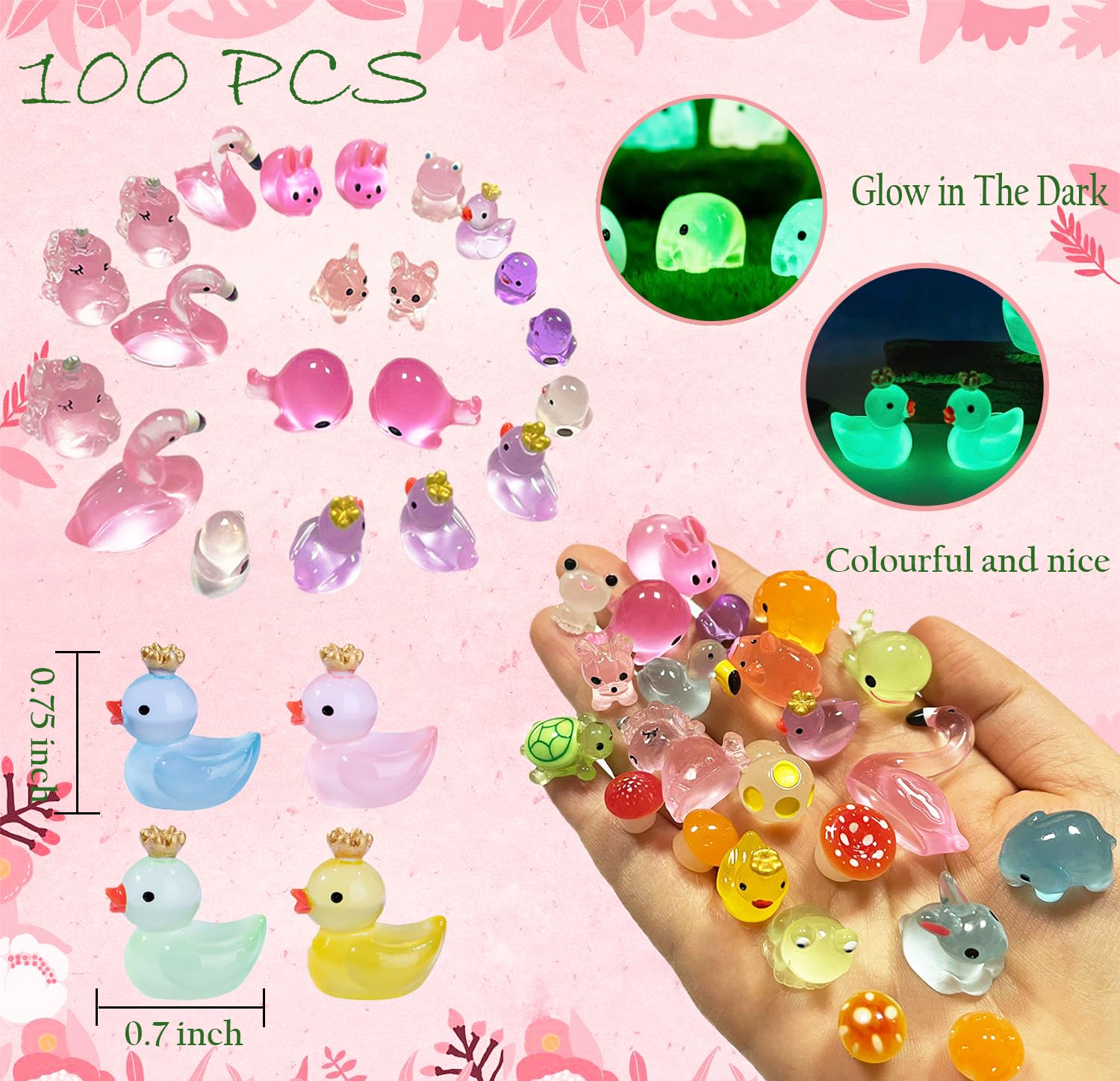 Dabshuyikk glow mini resin animals night glow closeup highlights luminous details for night displays.