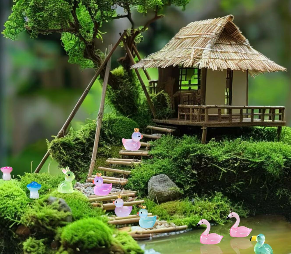 Dabshuyikk glow mini resin animals terrarium or pond scenes enhance miniature landscapes.
