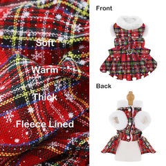 DaFuEn dog sweater dress back-d-ring detail enables easy leash attachment.