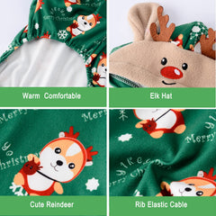 DaFuEn dog Christmas pajamas polyester fabric texture highlights soft warmth for winter wear.