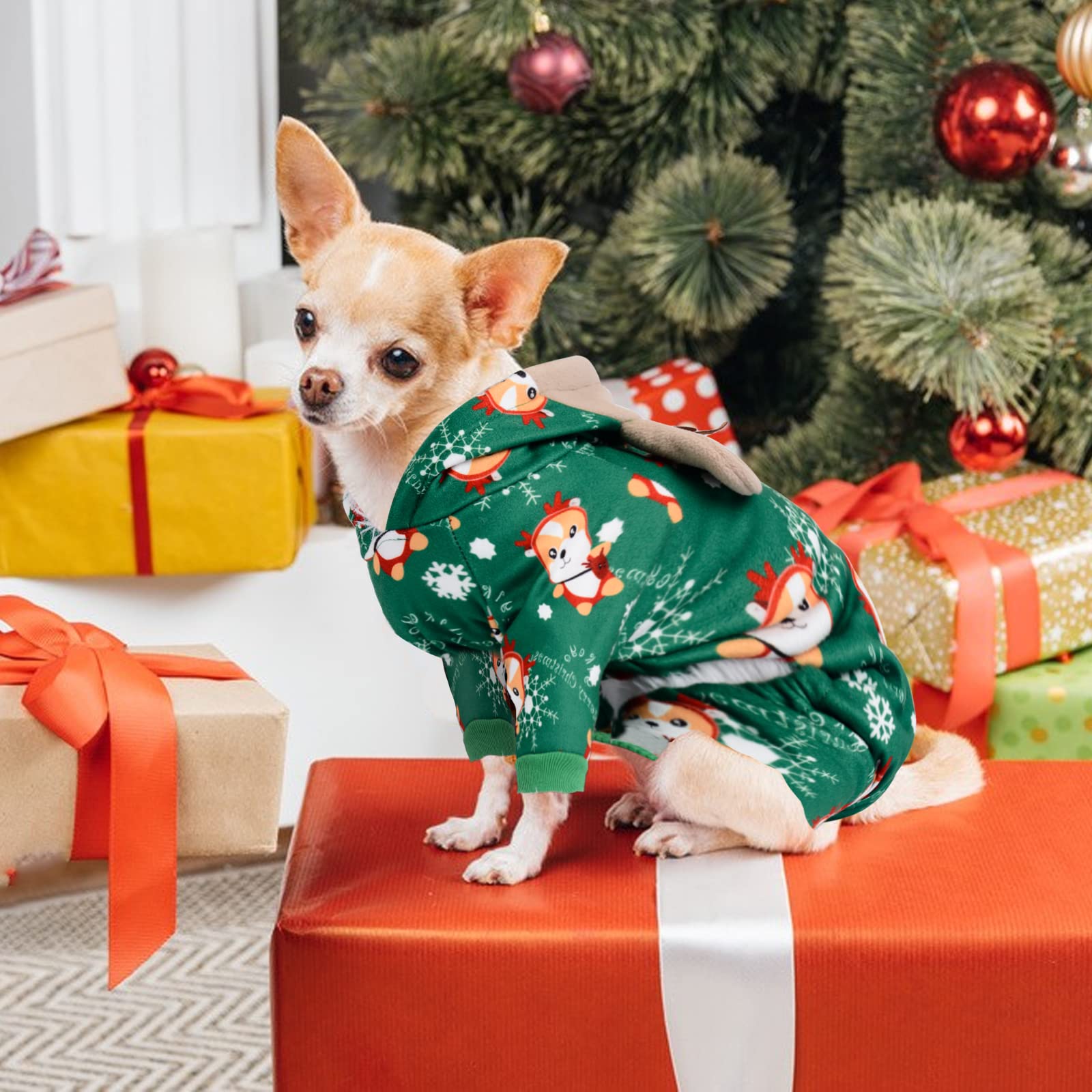 DaFuEn dog Christmas pajamas offer multiple prints for varied small breed styles.