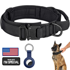 DAGANXI Tactical dog collar close-up showing durable 1000D nylon for rugged training