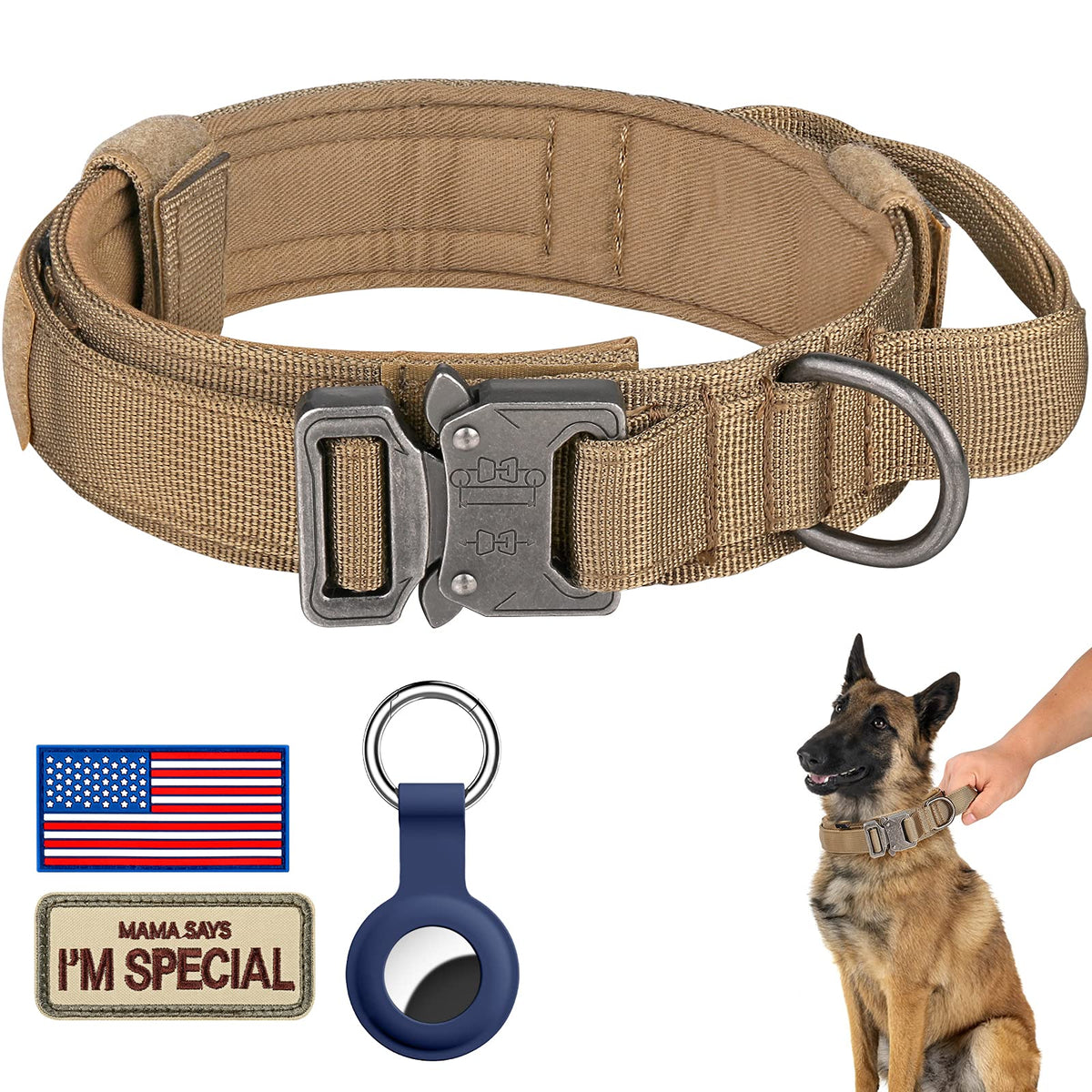 DAGANXI tactical dog collar nylon material close-up shows durable fabric for daily training