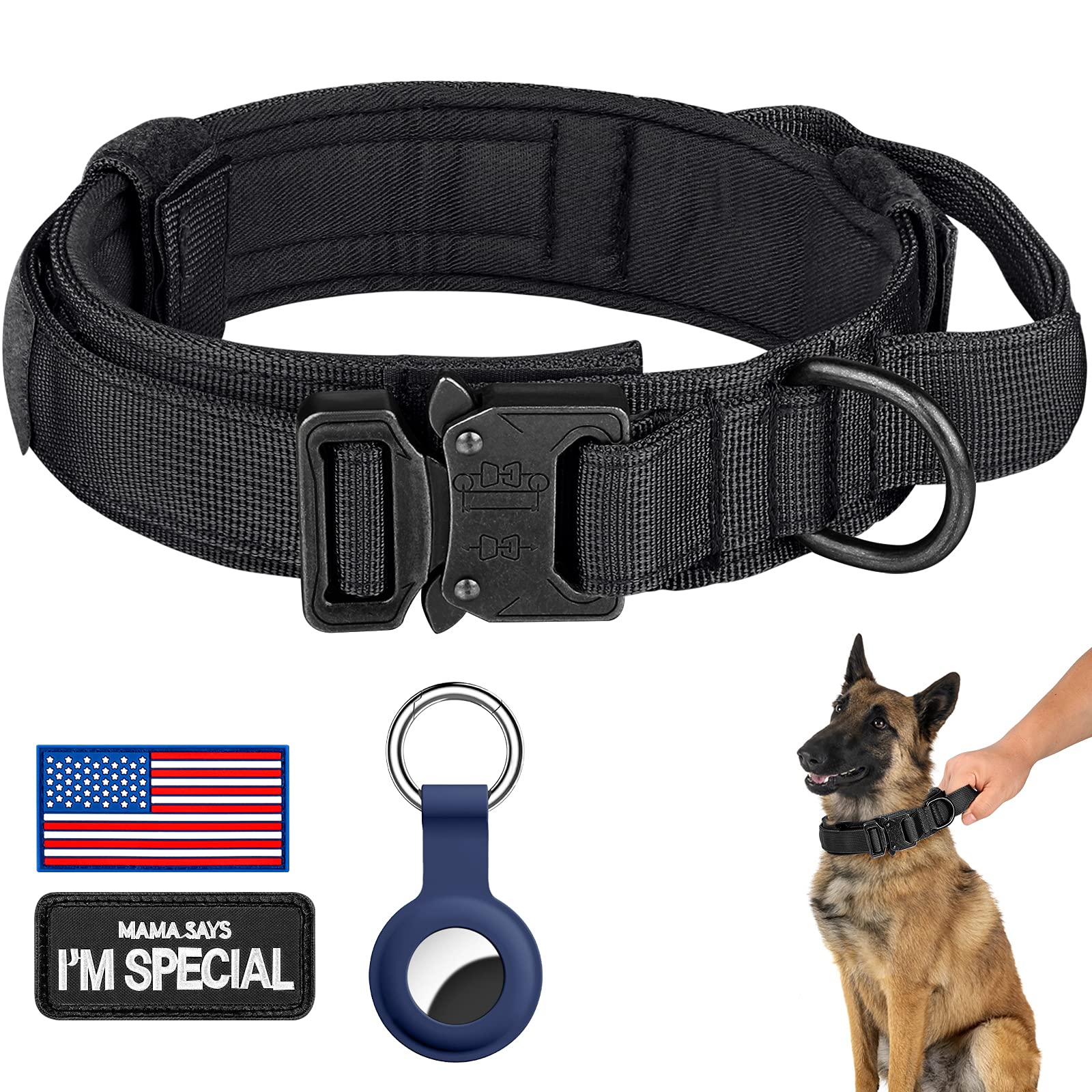 DAGANXI tactical dog collar with rugged nylon strap for durable outdoor wear