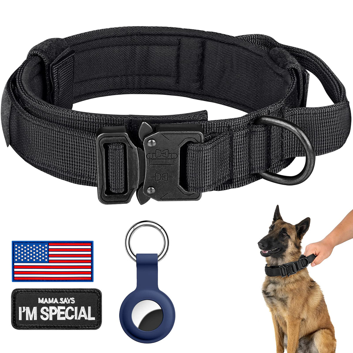 DAGANXI tactical collar side view shows rugged 1000D nylon durability