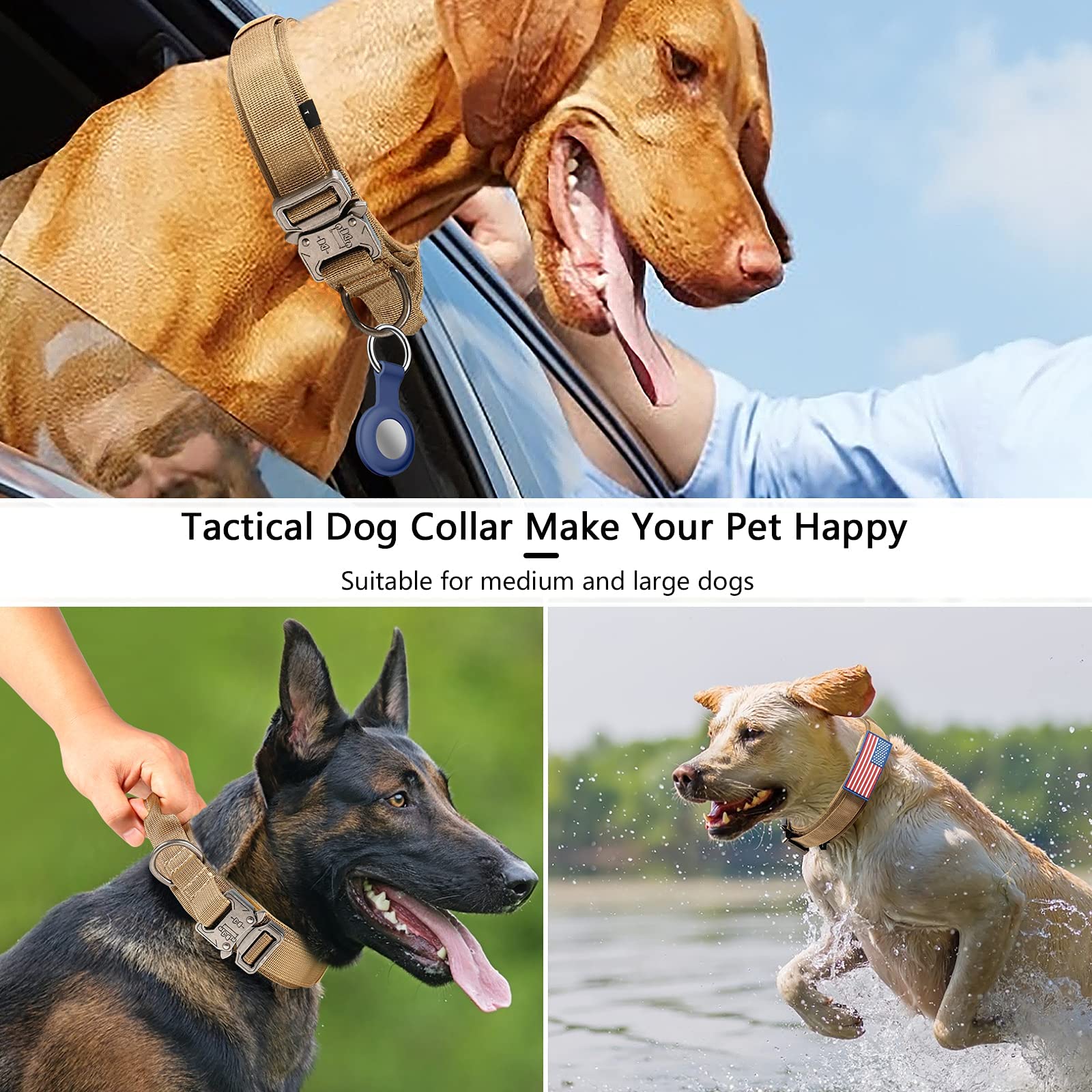 DAGANXI tactical dog collar size chart aiding precise fit for medium and large dogs