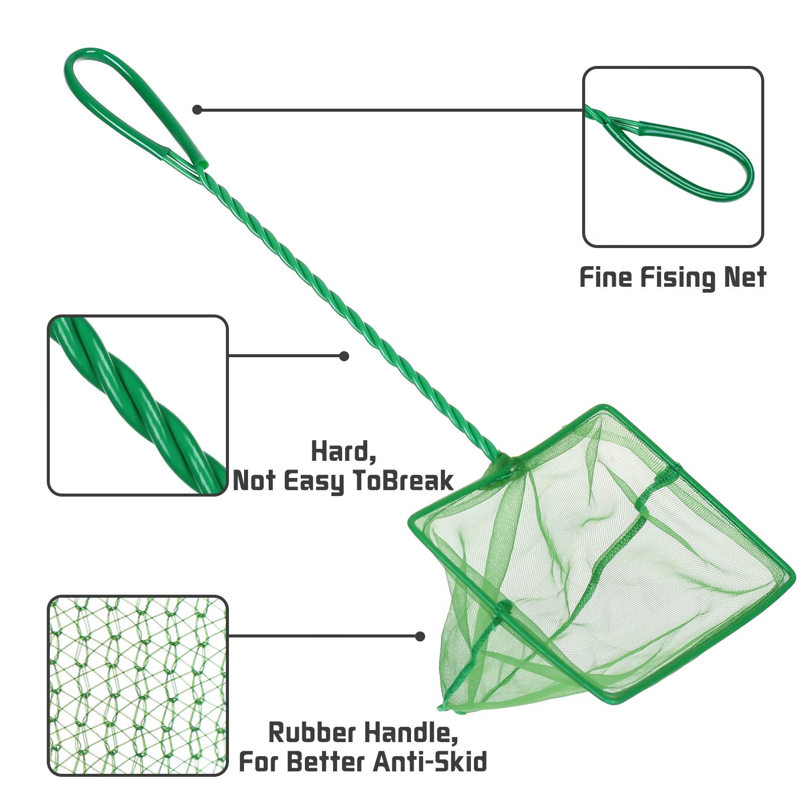 DAGUANZHI aquarium net 4in medium green, versatile for mid-size debris and fish transfer.