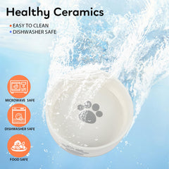Dahaiwua ceramic dog bowl small paw-print design adds charm