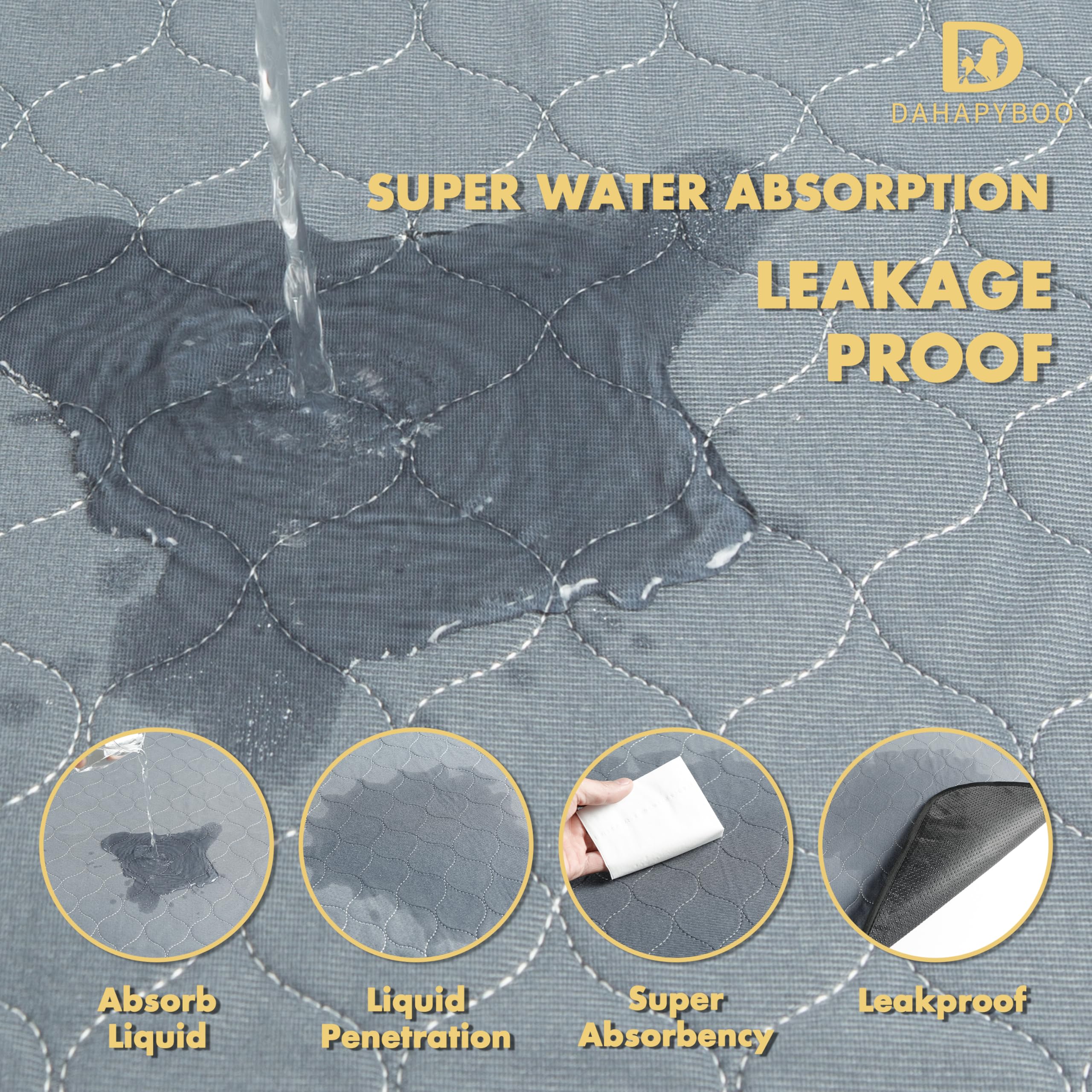 DAHAPYBOO fabric closeup reveals soft, durable waterproof layer for daily training.