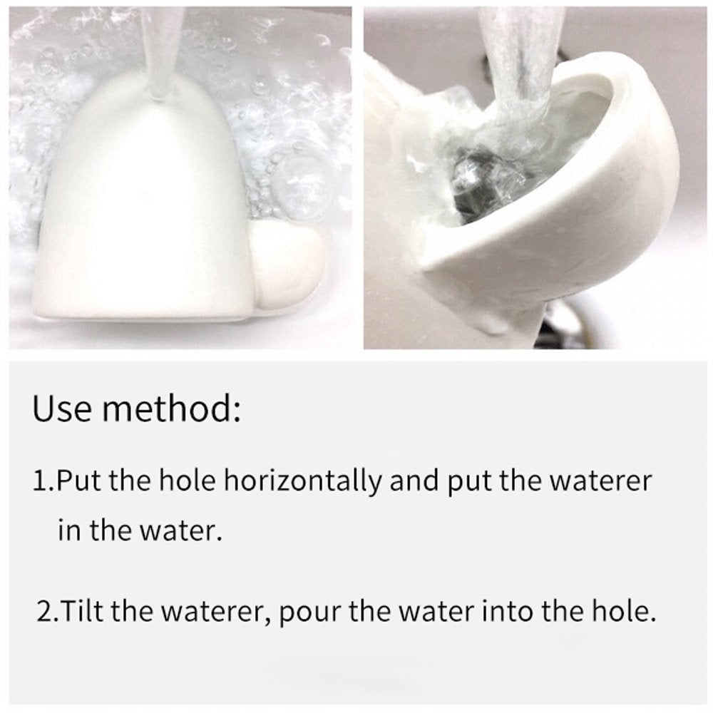 Dahey compact waterer in a habitat demonstrating space savings