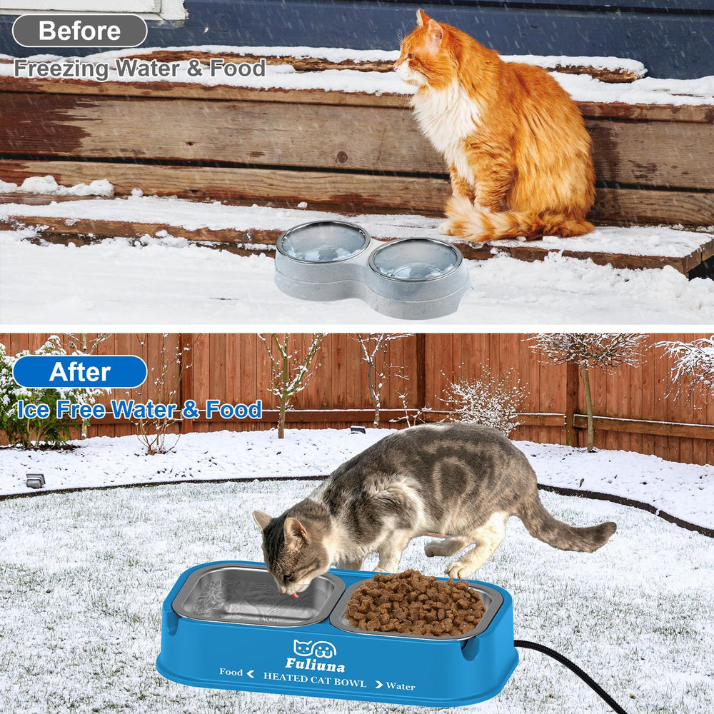 Dahivs heated cat bowl-weatherproof-base conveys rugged outdoor reliability in wind and rain.