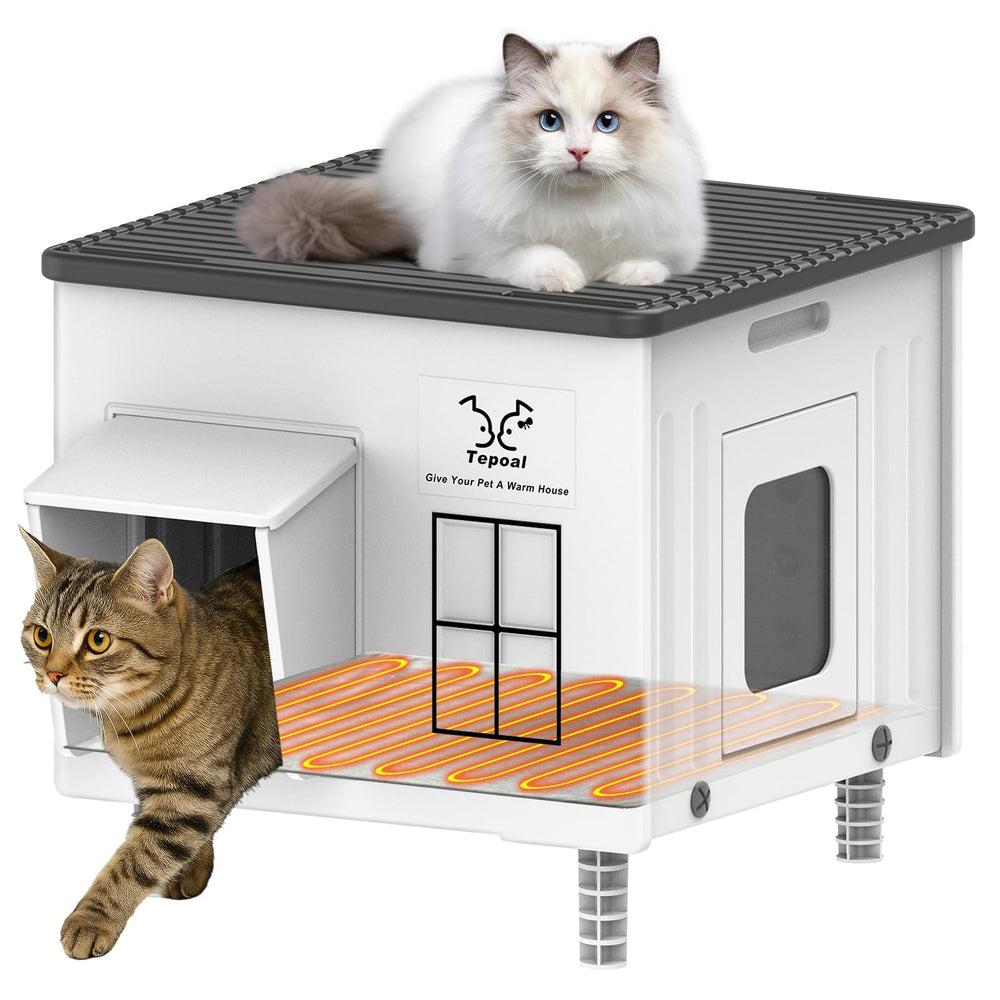 Dahivs Indestructible Heated Cat House exterior shows weatherproof shelter for outdoor cats.