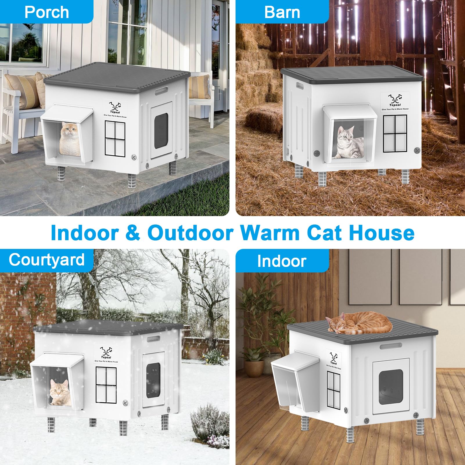 Dahivs Indestructible Heated Cat House multiuse design suits patios, barns, and porches.