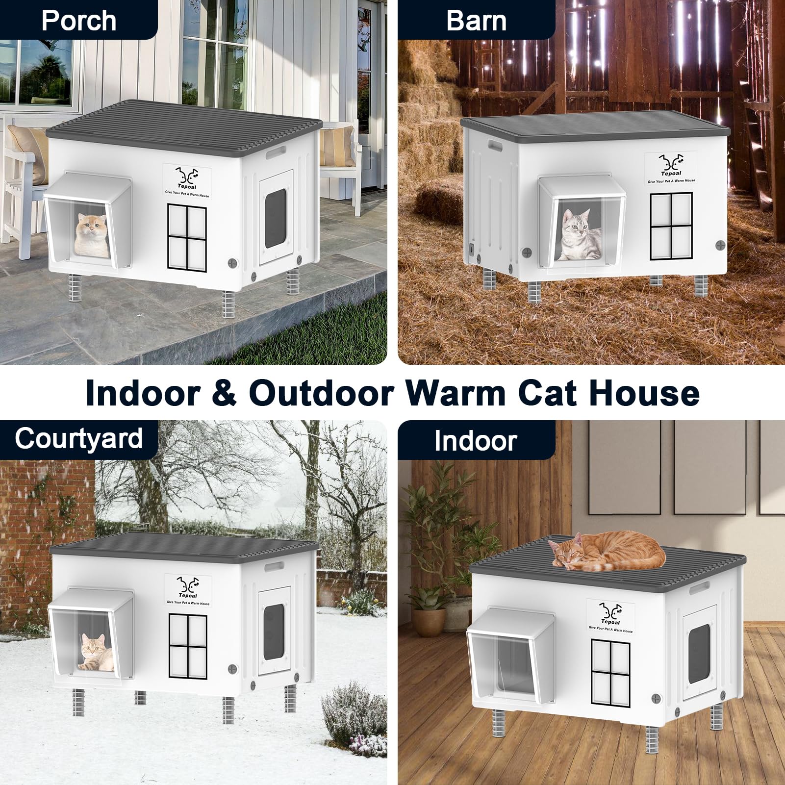 Dahivs Indestructible Heated Cat House winter-ready shelter for outdoors.