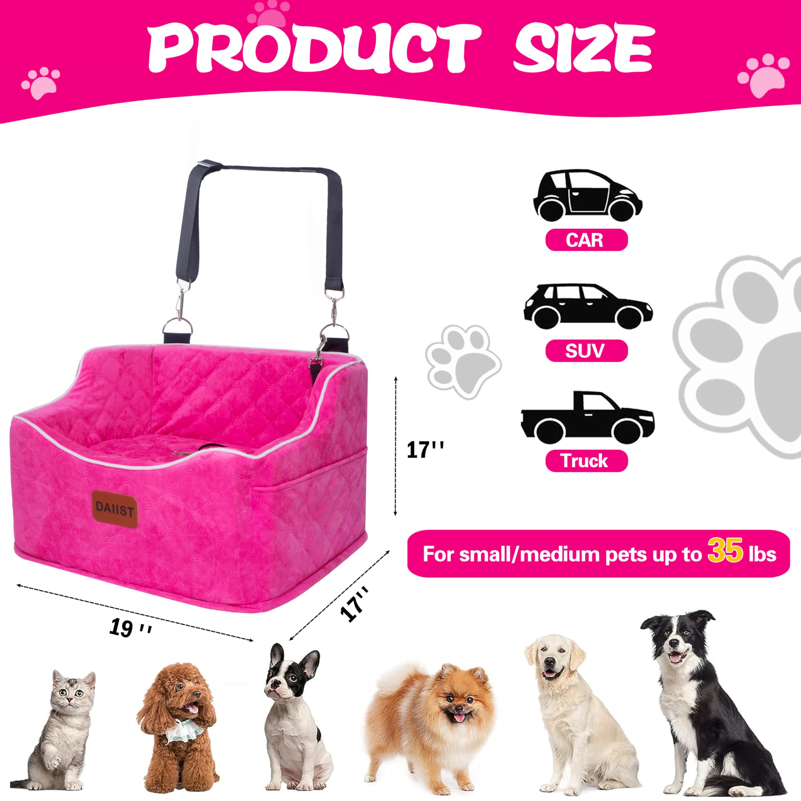 DAIIST elevated design gives dogs a better view and calmer ride.