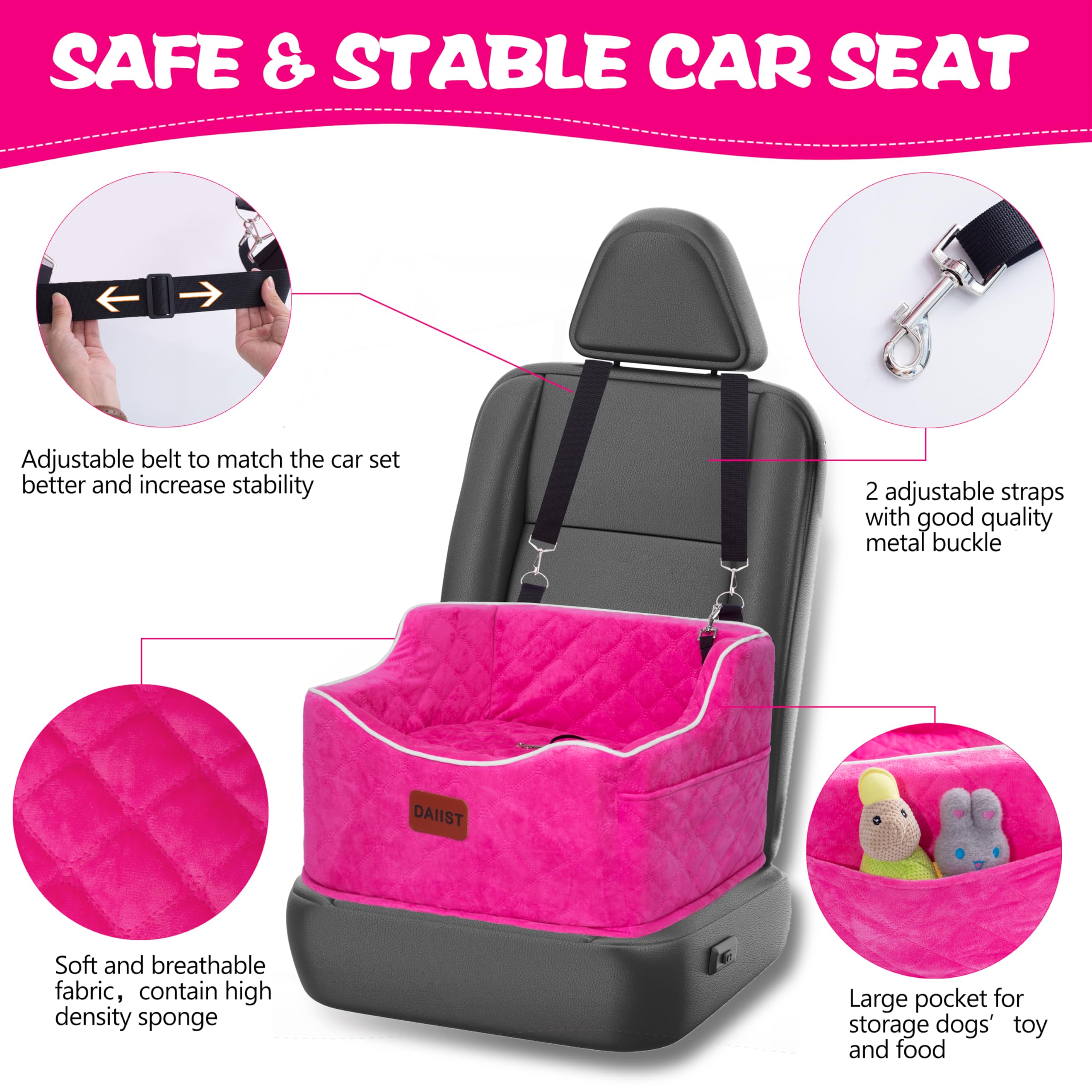 DAIIST storage pockets offer easy access for treats and toys during trips.